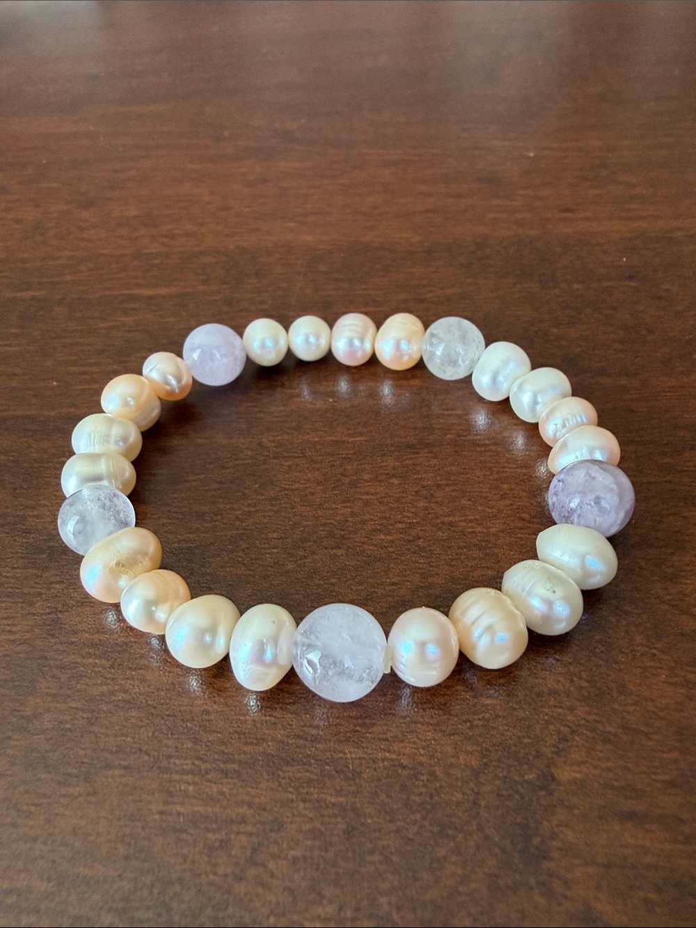 New Natural pearls and natural lavender amethyst bracelet